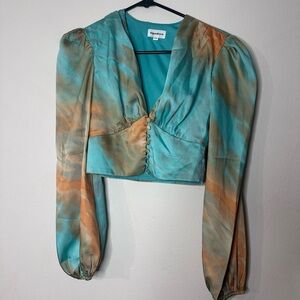 Superdown Teal and Orange Women's Blouse